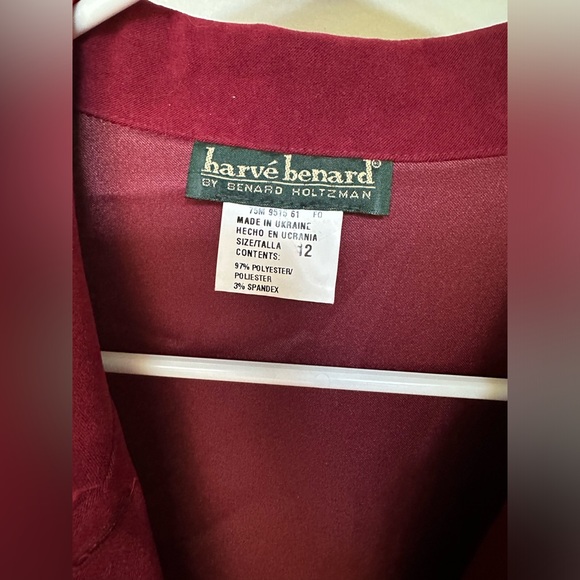 Vintage Harve Bernard Button Up Blouse Top Cardigan Jacket Red/Maroon/Burgundy - Picture 5 of 6